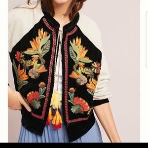 Maeve San Telmo Embroidered Boho Bomber Jacket S